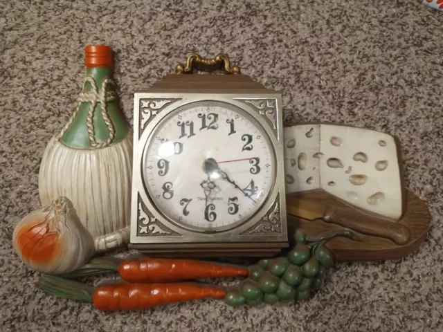 Vintage Burwood Products Company Kitchen Wall Clock Works