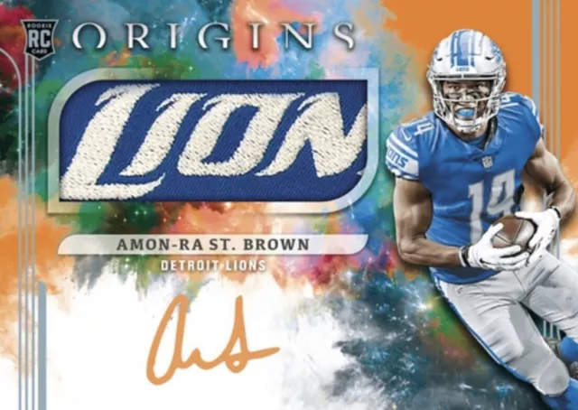 2021 Origins Amon-Ra St. Brown Rookie Patch Auto RPA RC NFL Blitz Digital Card