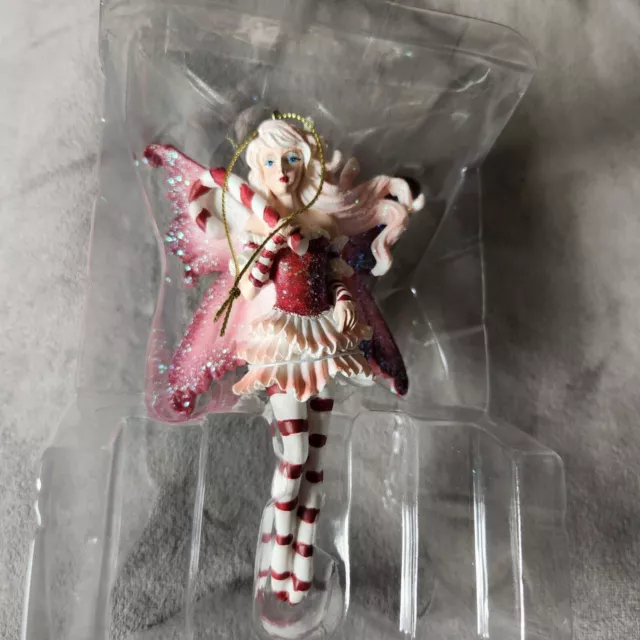 Kurt Adler Amy Brown Candy Cane Stripe Fairy Pink Red Ornament Damaged