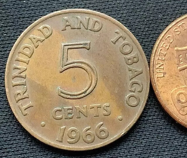 1966 Trinidad & Tobago 5 Cent Coin XF         #K2177