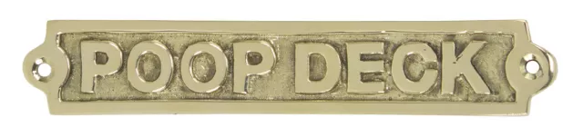 Solid Brass "Poop Deck" Door Sign Nautical Boat Cabin Plaque Maritime Home Decor