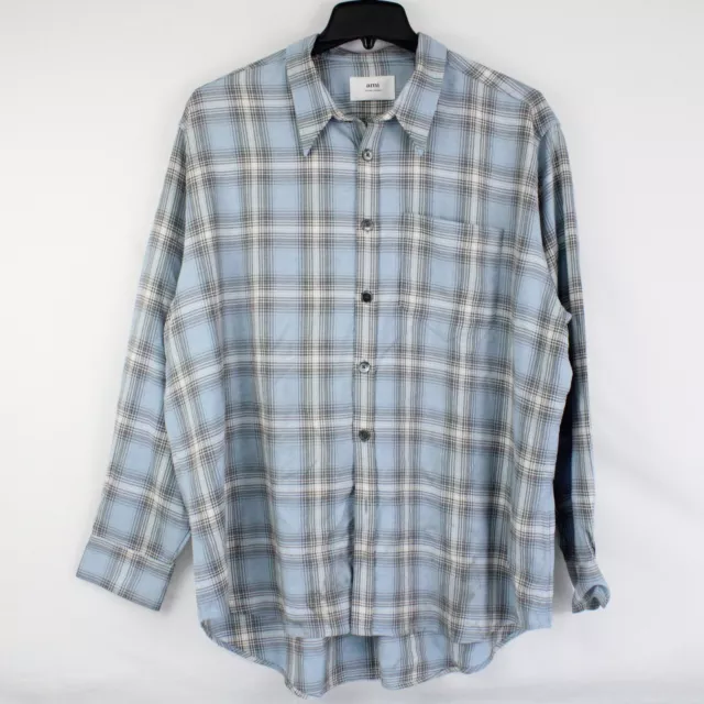 Ami Alexandre Mattiussi Button-Up Shirt in Feather Blue/Pearl Grey - Size Large