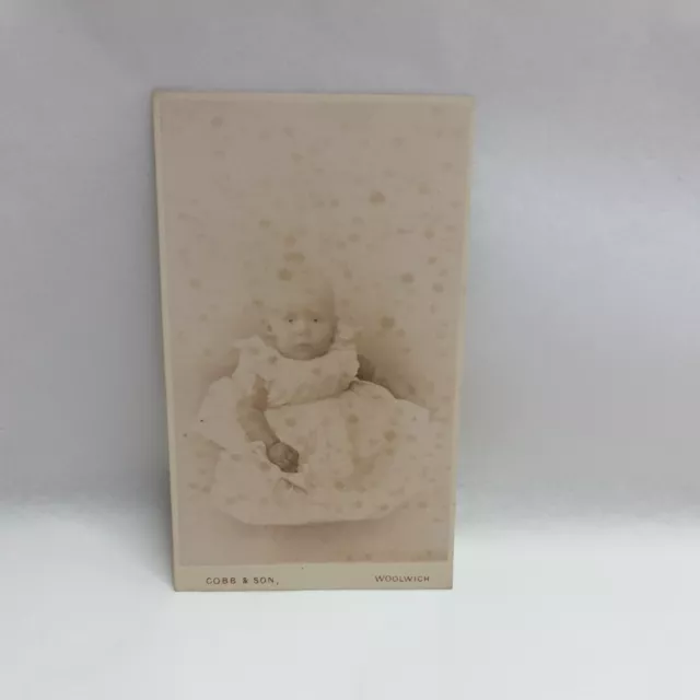 Victorian Photo CDV Baby Toddler Dress Dotted Eyes Cobb & Son Woolwich