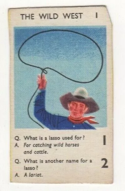 Anonymous Cereal cutout card. Wild West. “Lasso"