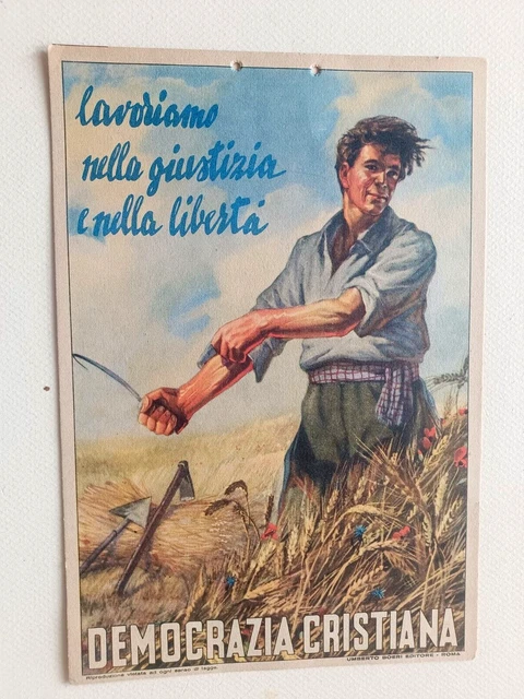 Cartoncino Propaganda Della Democraziacristiana Anni 50