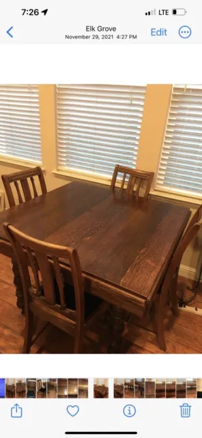Antique Oak Dining Table And Chairs Dated 1897