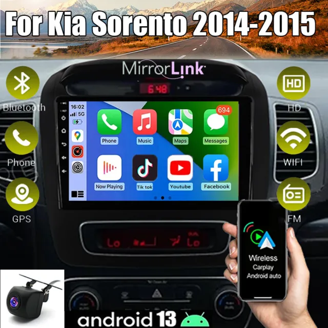 For Kia Sorento 2014-2015 Android 13 Apple Carplay Car Stereo Radio GPS Navi