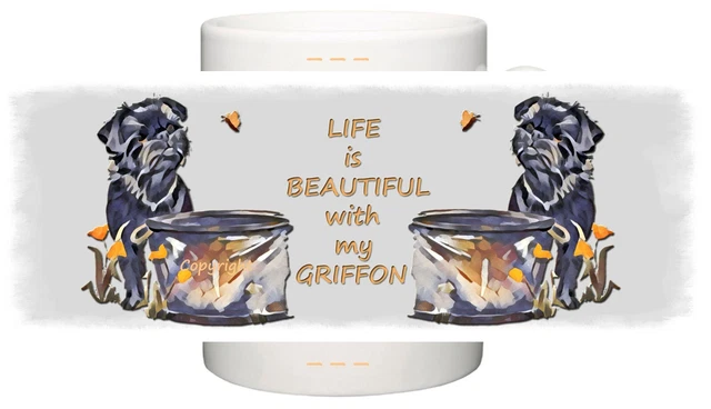 Griffon Bruxellois Dog Abstract Fun Design Print Mug Sandra Coen Artist