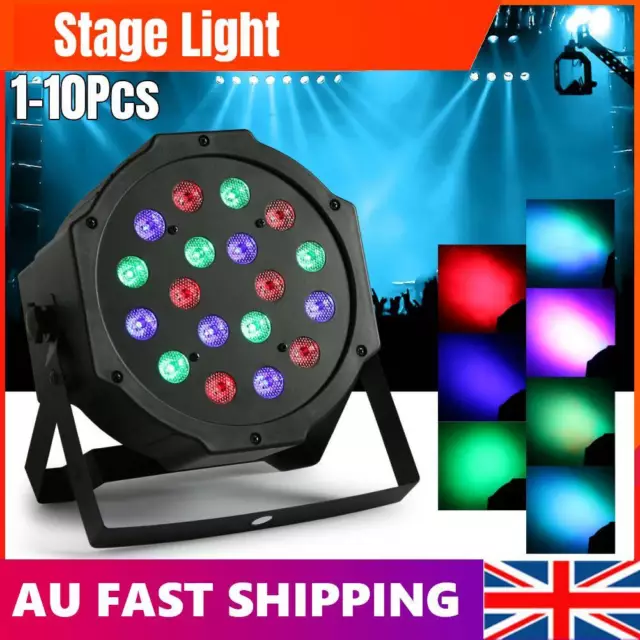 1-10x 18 LED RGB Stage Light Par Lighting Club DJ Party Disco DMX512 Control