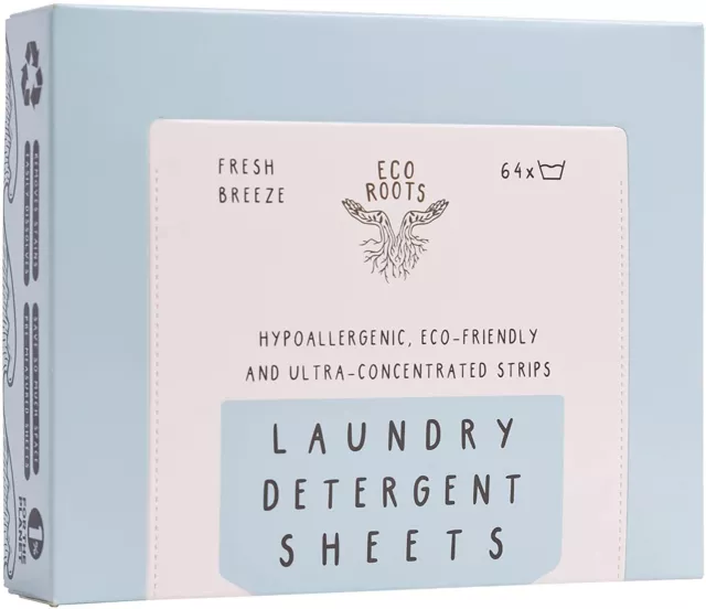 ECO ROOTS Laundry Detergent Sheets 64 loads | ECO FRIENDLY Natural Fresh Bree...