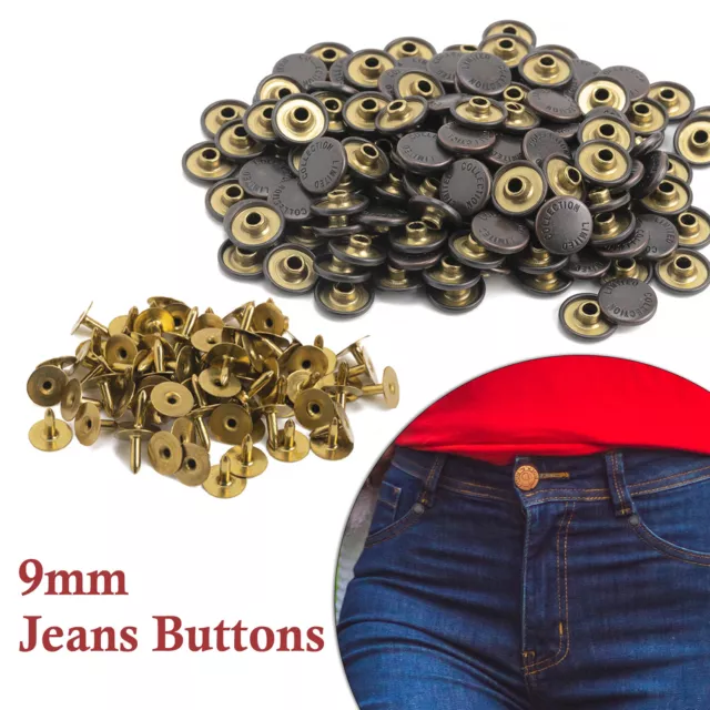 1 Paire Deux Boutons De Jeans Simples Et Ronds Avec Des Boutons De
