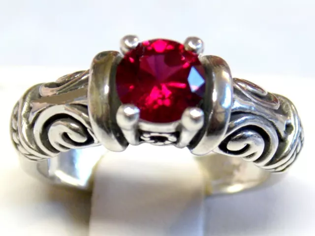 Red Lab Ruby Size 6 Ring 925 Sterling Silver Vintage Style Scroll USA Made