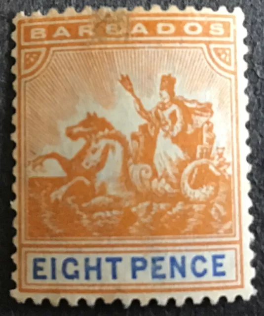 Barbados Edward VII 1905 8d Orange & Ultra. SG142 Fine Used Cat £130.00 In 2023.