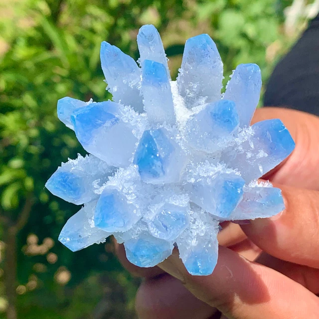 120G New Find sky blue Phantom Quartz Crystal Cluster Mineral Specimen Healing
