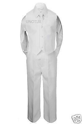 4pc Boy Formal 1st Communion Christening Uniform Baptism Suit Vest White sz S-20
