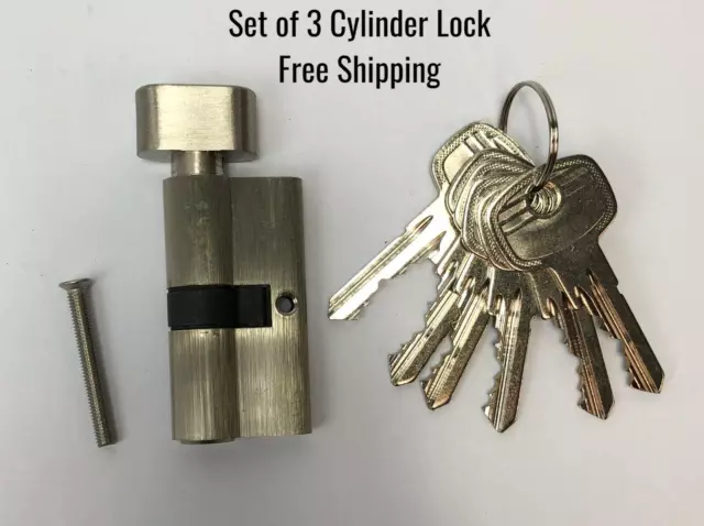 60 mm Door Entry Cylinder Security Lock Includes Six Keys Set of 3