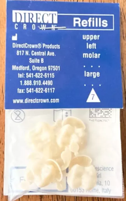 DirectCrown Dental Polycarb Temporary Crown Refill #7 Upper Left Molar Lrg 5/pk