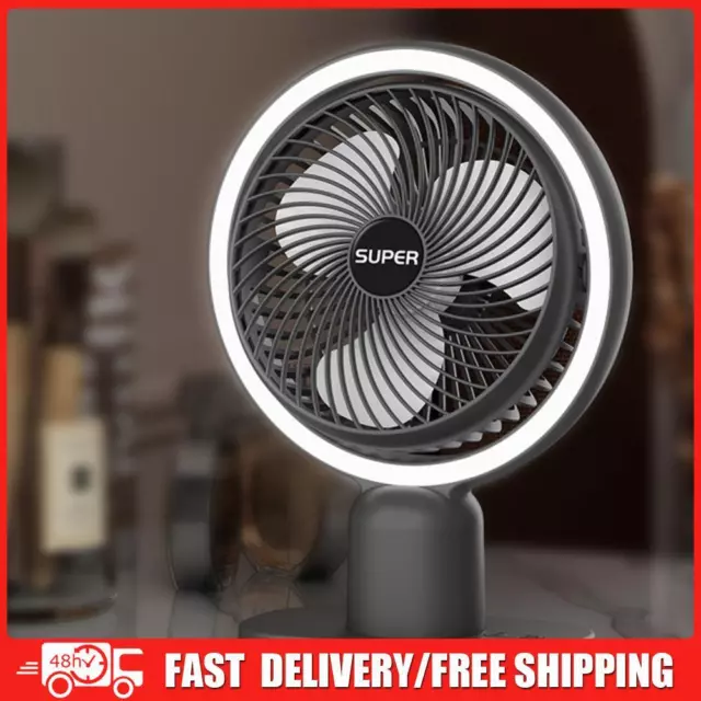 Mini Table Fan with Night Light 3 Speeds Adjustable Angle for Indoor Outdoor