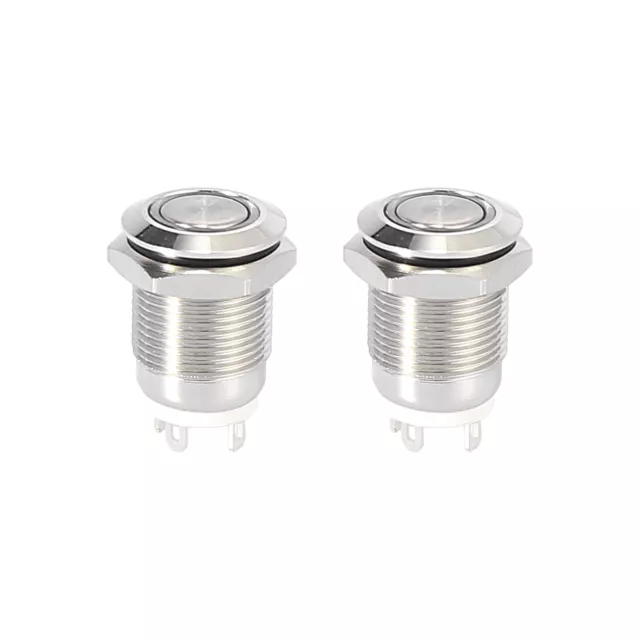 2pzs 12mm Momentáneo Enganche Pulsador Botón Interruptor 4 Pins Blanco