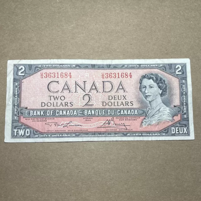 1954 Bank Of Canada Two Dollars 2$ Bank Note (93B)