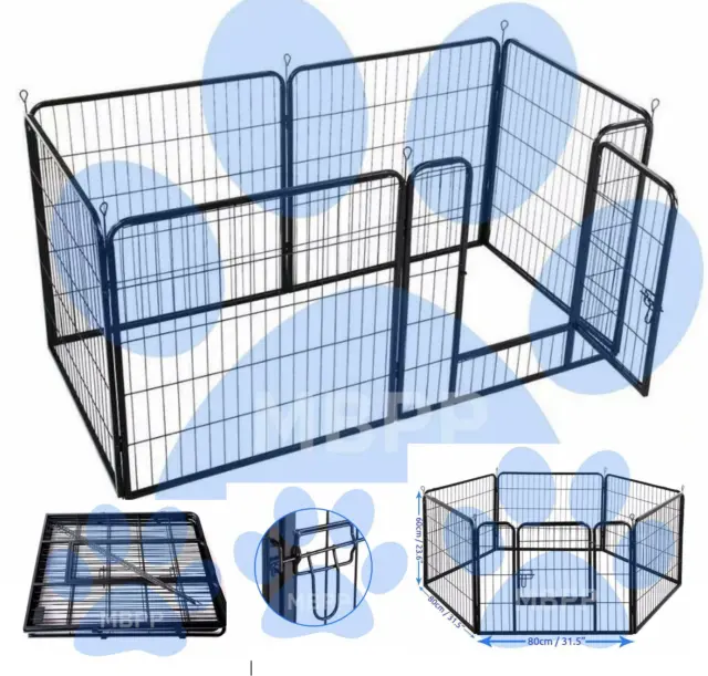 Heavy duty 6pc dog puppy whelping cage/pen rabbit guinea pig run outside playpen