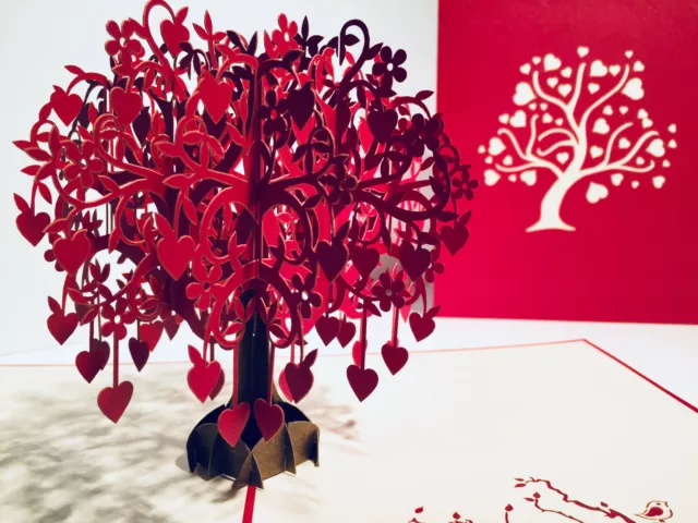 Origami Pop Cards Red Tree of Love Hearts Pop Greeting Card Happy Valentines Day 2