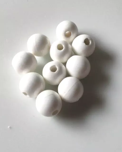 Schmuckherstellung, 10 Stück Porzellanperlen weiß, rund, 10mm