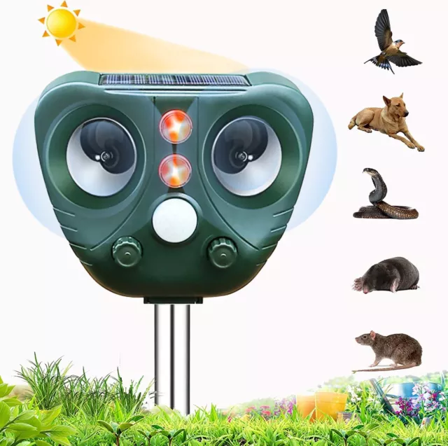 Solar Ultrasonic Garden Deterrent Animal Repeller Bird Cat Pest Fox Squirrels