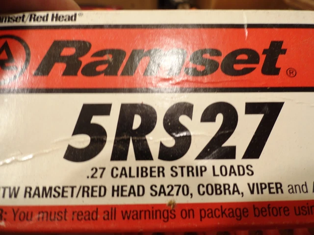 Ramset 5RS27 .27 Red Strip Loads Level 5 for powder actuated tools 34 strips