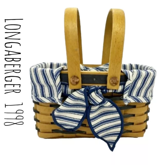 Longaberger 1998 Sweetheart PICTURE PERFECT Basket Combo Blue White Striped