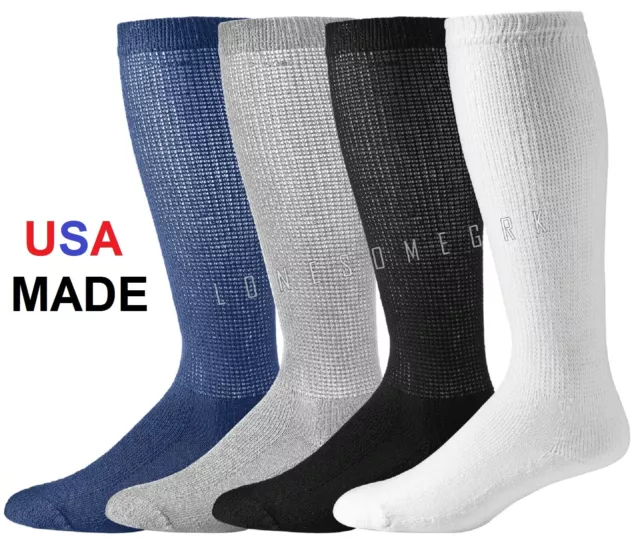 3 Pairs Physicians Choice OVER THE CALF / KNEE Cushioned Diabetic Socks USA Made