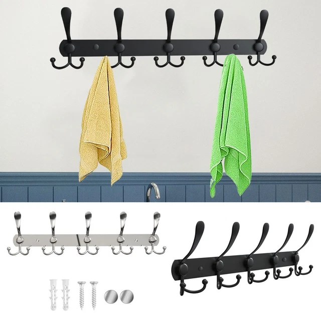 15 Hooks Stainless Steel Coat Robe Hat Clothes Wall Mount Towel Hanger Rack US