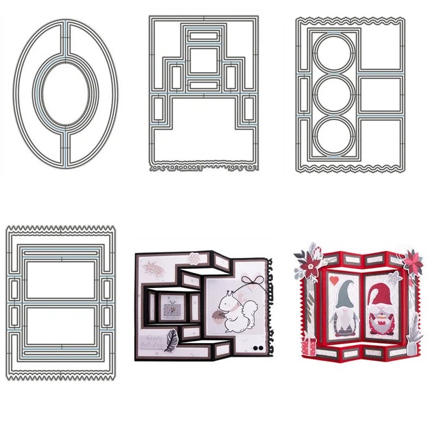 3D Fold Card Frame Stencils Metal Cutting Dies Embossing Diy Scrapbooking Crafts
