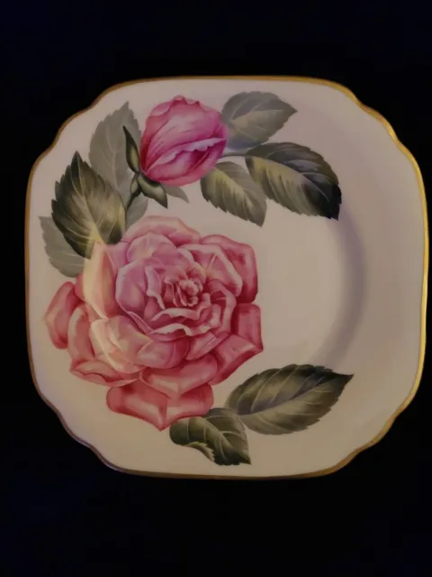 Syracuse China "The Rose" Gold Trim Plate 8 In. Floral Onondaga Pottery Vintage