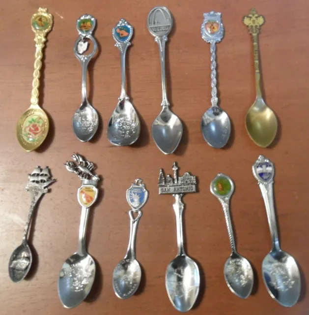 12 COLLECTORS, SOUVENIR SPOONS From US CITIES: Toledo, Dayton, St. Louis, Others