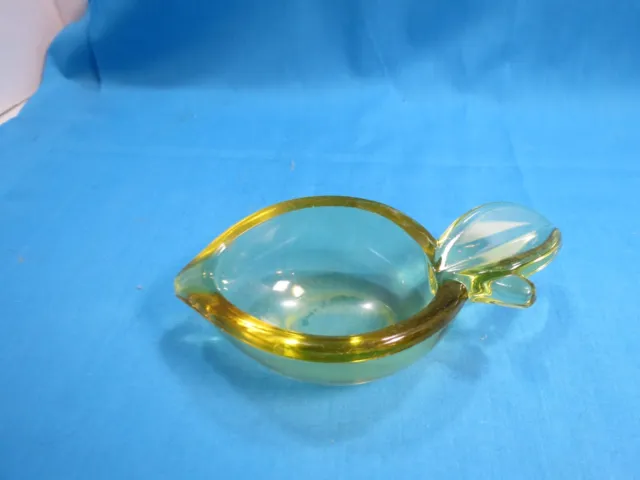 Vintage Small Murano Style Art Glass Yellow Fish Candy Dish 6" Across