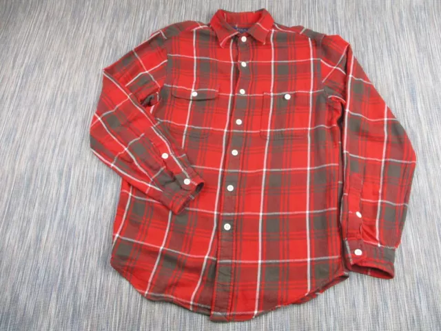 Polo Ralph Lauren Shirt Mens Small Plaid 100% Cotton Red Check Flannel