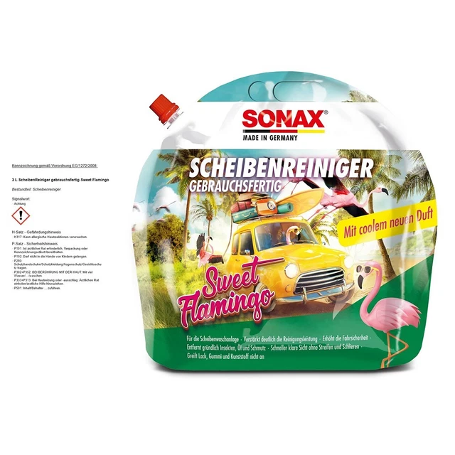 Sonax 3 L Pulitore Dischi Pronto All'uso Sweet Flamingo Acqua Tergicristallo Estate