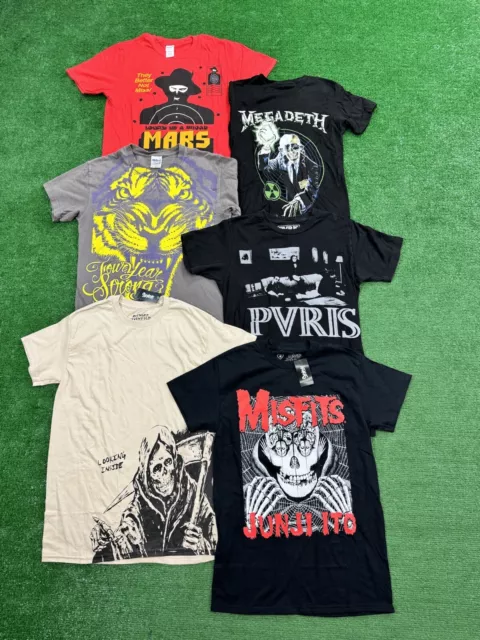 Lot of 6 Rock N Roll Band Concert Tour T-Shirt Tees Men's Size Small Metal Music