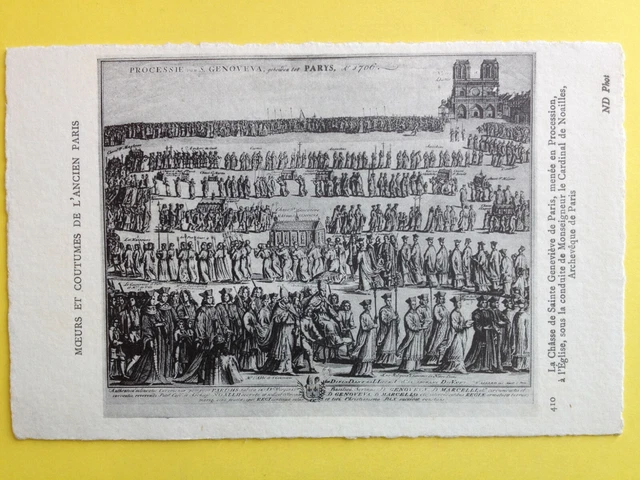cpa ENGRAVING SCENE de VIE circa 1800 in PARIS La CHASSE de Ste GENEVIEVE Procession