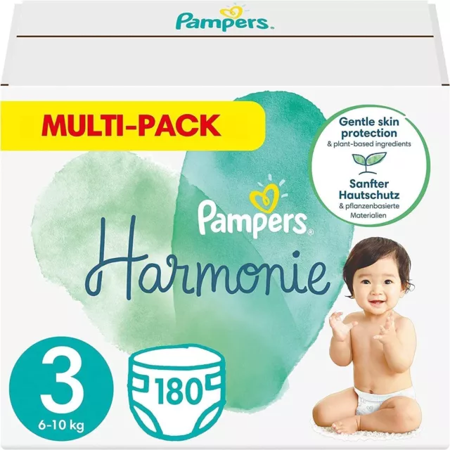 Multi-Pack 180 Couches PAMPERS "HARMONIE" Taille 3 (6 à 10 KG) Baby Change Bébé