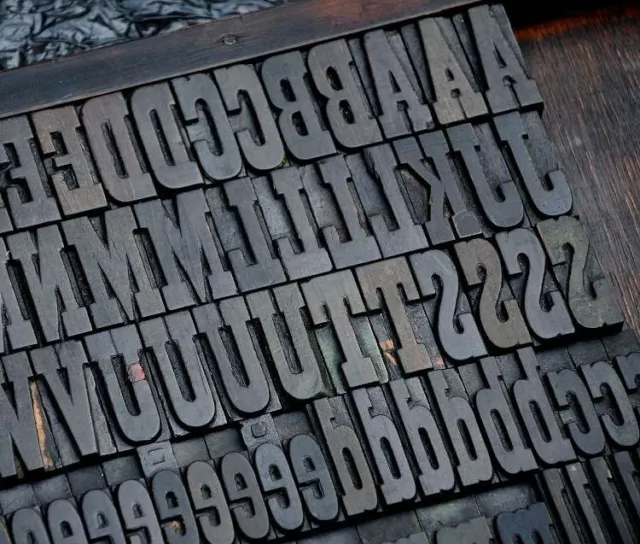 letterpress wood printing blocks 202pcs 1.77" tall alphabet wooden type woodtype