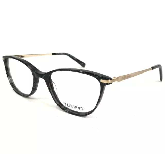 Ellen Tracy Eyeglasses Frames GUYANA BLACK MARBLE Gray Gold Cat Eye 52-18-135