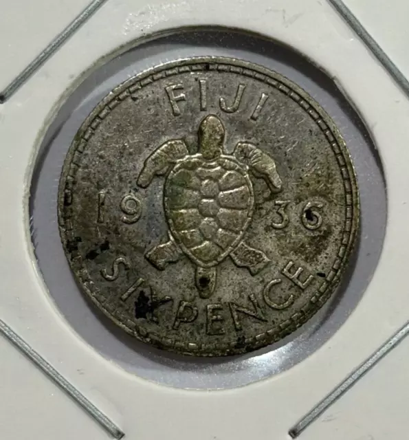 1936 Fiji 6 Pence - George V Silver Coin