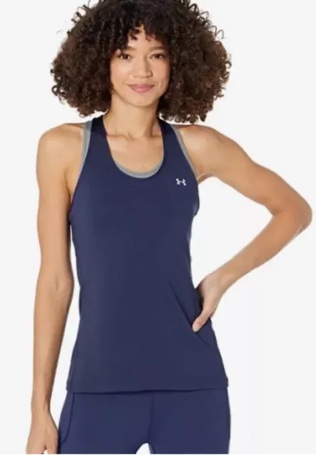 Under Armour Women's Fitted Racerback Tank Top Deep Midnight Navy NWT