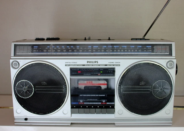 boombox ghettoblaster philips d8434 radio cassette vintage 1982