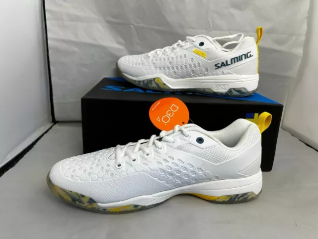 Salming Rebel D3O Padel/Tennis Shoes White, Yellow, Blue, Size: 10.5