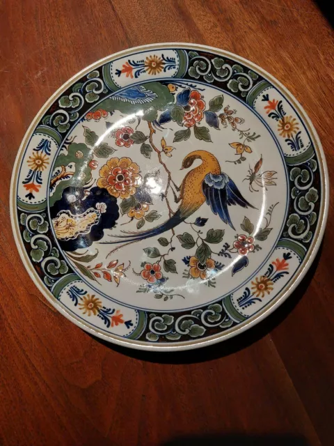royal delft Polychrome Peacock Wall Plate