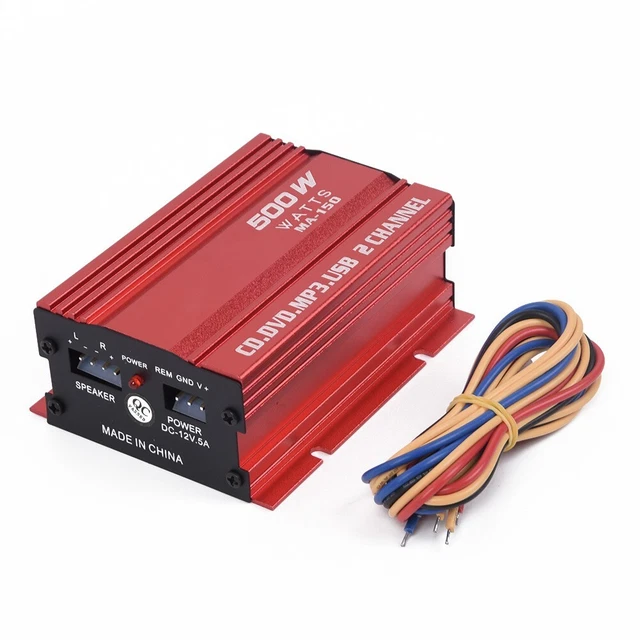 Subwoofer Hi-Fi Amplificatore Stereo Rosso MP3 Mini Auto 12 V 2 Canali 2 Canali con Ka