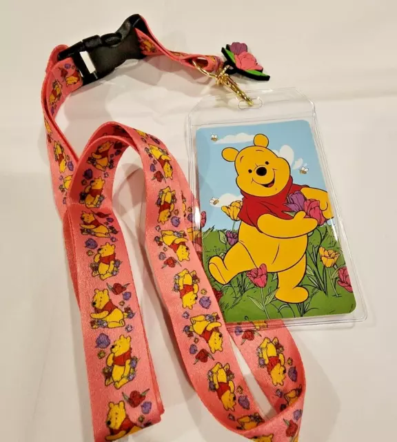 Loungefly Disney Winnie the Pooh Tulips Floral Lanyard ID Holder NEW